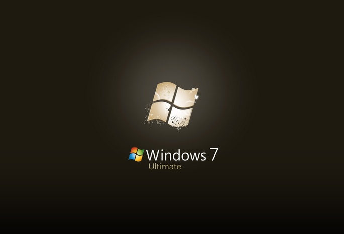черный фон, windows 7, светлая эмблема