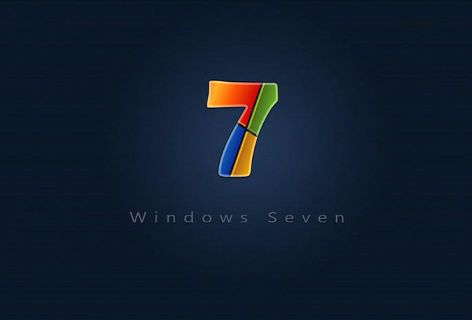 windows 7, полосатая текстура, разноцветная семерка
