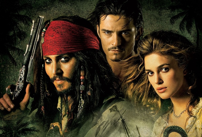 orlando bloom, The pirates of the caribbean, the curse of the black pearl, johnny depp
