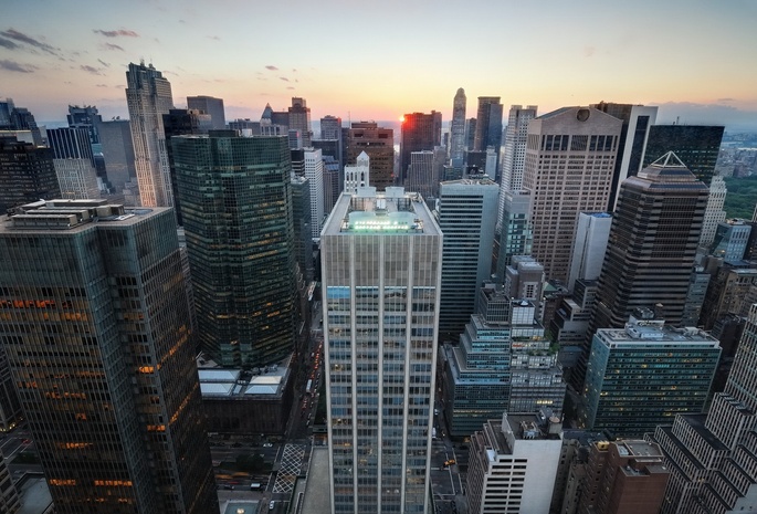 Sunset over, midtown manhattan, new york city, -, nyc, , usa