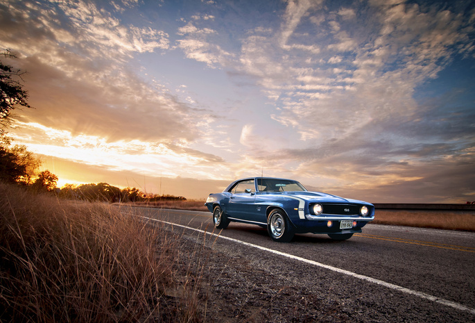 camaro, chevrolet, american, 1969, ss, blue, classic