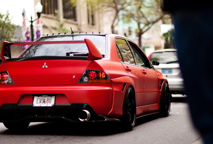 Mitsubishi, matte, red, tuning, evo