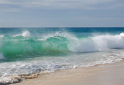 Волна, волны, море, вода, песок, пляж, берег, небо, пейзаж