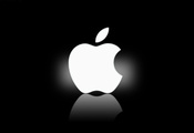 яблоко, эмблема, Фирма, черный, белое, apple, фон