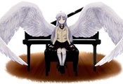 пианино, крылья, Angel beats!, ангельские ритмы