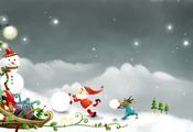 снеговик, вектор, рисунок, новый год, рождество, Праздник