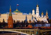 мост, город, столица, флаг, россия, Москва, moscow, кремль