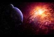 Nebula, спутники, астероиды, планета, туманность, звезды