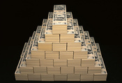 Пирамида, куча, деньги, доллары, пачки, купюры
