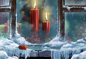 Beautiful, flower, happy new year, candles, christmas, colors, box, colorfu ...