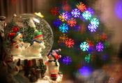 Новый Год, Зима, праздник, игрушки, шар, снеговики