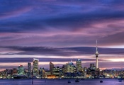 new zealand, skyscrapers, sky tower, harbour, city center, Auckland,  ...