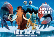 animated film, manny, movie, Ice age 4, sid, diego, crab, iceberg, continen ...