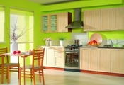 Кухня, зеленый цвет, мебель