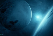 light, Planet blue, sci fi, 2, two
