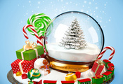 sweets, ornaments, snow, decoration, train, merry christmas, christmas tree ...