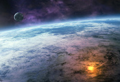 planet, explosion, Sci fi, close up, oceans, stars, water, small planet, fi ...