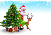 Christmas, 3d, reindeer, gifts, new year, santa claus, snow, рождество, chr ...