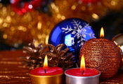 новый год, new year, candle, шарики, свечи, праздник, Рождество