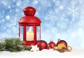 merry christmas, ornaments,  , snow, New year, balls, lantern, star ...