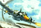 german aircraft, art, painting, war, Hs 129, ww2