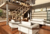 design, stylish, Interior, chairs, modern, , luxury, stairs, apartm ...