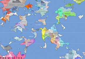 мировая карта, расположение сайтов, океан
