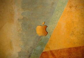 обшарпанная стена, оранжевых оттенков, яблочко
