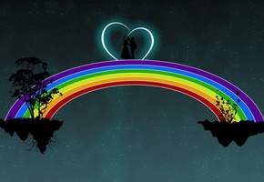 островок любви, радуга, двое вместе