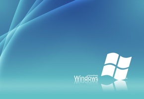 голубой фон, windows, белый значок