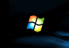 темный фон, логотип, Microsoft