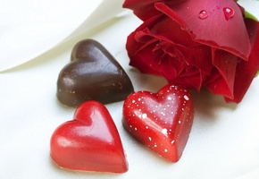 шоколад, розочка, конфетки сердечком