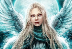 ангел, пушистые крылья, растерянные глаза
