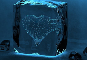 сердце из пузырьков, ледяной куб, эффекты с водой