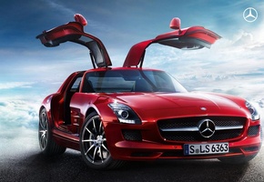 Car, Mercedes, Red