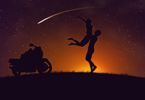 Двое, любовь, мотоцикл, kawasakizzr400, комета