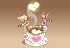 Любовь, пара, кофе, палочки, сердечки, love is, чудесное чувство