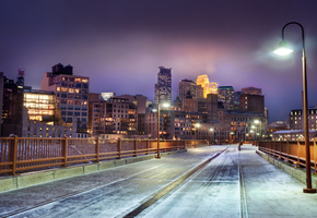 , minneapolis, winter, snow, minnesota, United states, skyline at night