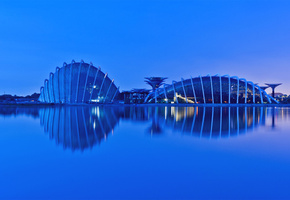 singapore, evening, reflection, gardens by the bay, malaysia