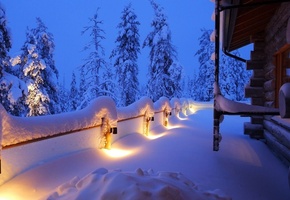 пейзаж, дом, снег, природа, зима