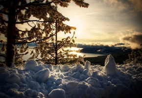 озеро, зима, winter, снег, природа, lake tahoe
