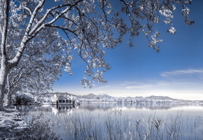пейзаж, озеро, infrared