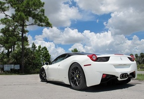 white, белый, black, Ferrari, sky, wheels, феррари, 458 italia, италия