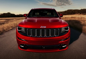 , front, jeep, road, grand cherokee, srt, red, 