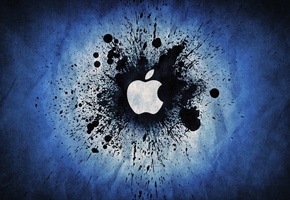 Apple, blue, splatter, color, blue splatter, logo, brand
