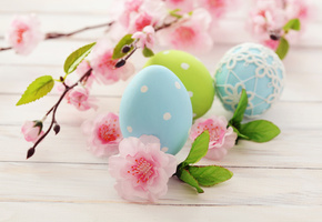 весна, пасхальные, праздник, яйца, Easter, голубые, пасха