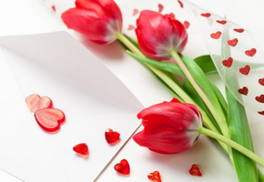 8 марта, тюльпаны, весенние, сердечки, красное