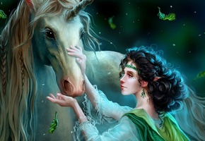 wild dreamer, арт, фэнтези, uildrim, unicorn, art, Fairytale, fantasy, сказка, elf