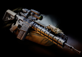 laser system, assault rifle, scope, military, Gun