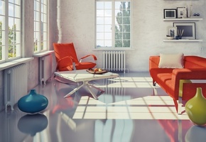 loft, living room, , Interior, stylish design, chairs, modern